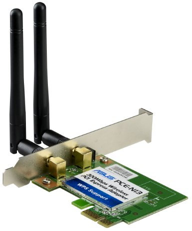 Asus PCE-N13 PCI Express 1x Wlan Karte, 802.11n, 300 Mbit/s, Low profile, Wps Konfiguration, Mimo Technik