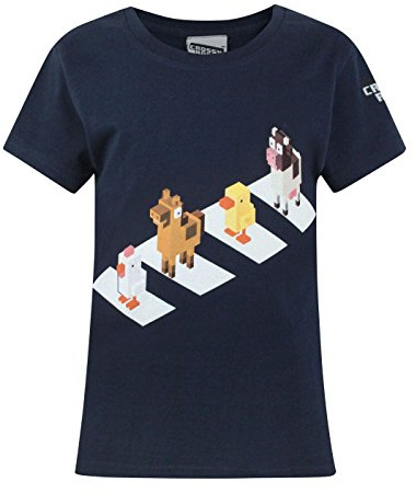Crossy Road Crossing Girl's T-Shirt (11-12 Years) Blue