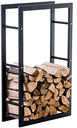 CLP Kaminholzregal Keri V3 I Kaminholzhalter Aus Metall In Schwarz Matt I Ohne Rückwand I In 8 Größen, Größe:25x60x100 cm