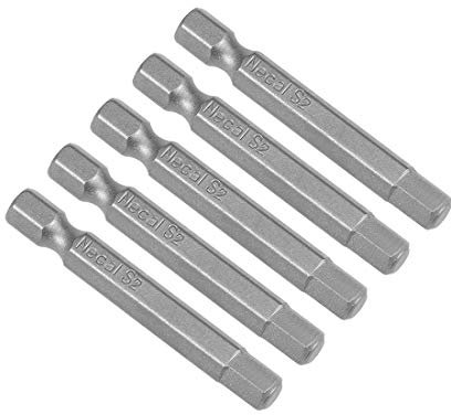 sourcing map 5 Pcs H6 Magnetic Hex Head Screwdriver Bits, 1/4 Inch Hex Shank 2-inch Length S2 Power Tools