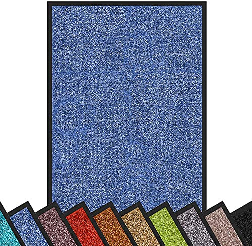 etm Hochwertige Fußmatte | schadstoffgeprüft | bewährte Eingangsmatte in Gewerbe & Haushalt | Schmutzfangmatte mit Top-Reinigungswirkung | Sauberlaufmatte waschbar & rutschfest (90x120 cm, Blau)