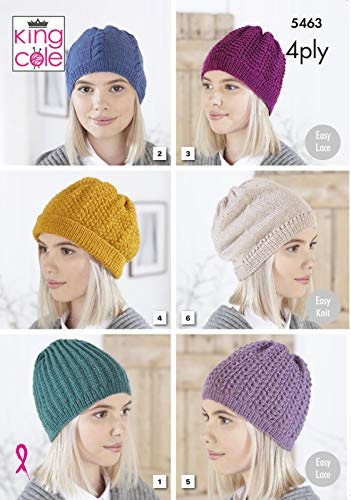 King Cole Merino Blend 4 Ply Knitting Pattern 5463 - Easy Headwear Pattern - One Size