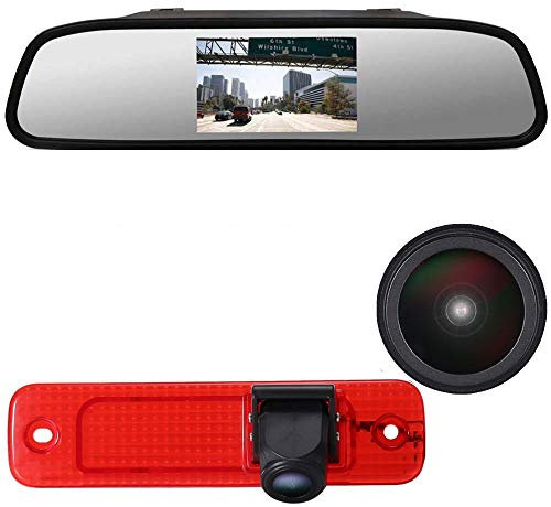 Auto Nachtsicht Rückfahrsystem im 3. Bremslicht Rückfahrkamera + 4.3'' Rückspiegel Monitor für Ford Transit Hecktür Transporter Van 3/Ford Transit MK7 Tourneo/Furgon MK4