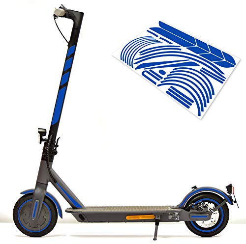 Aufkleber-Set (30-teilig) Sticker-Set auf 35x24cm Bogen geeignet für Doc-Green ESA 5000 1919 Xiaomi M365 E-Scooter (Blau Reflektierend)
