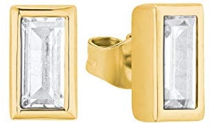 s.Oliver Ohrhänger 925 Sterling Silber Damen Ohrschmuck, mit Zirkonia synth., 0,7 cm, Gold, Kommt in Schmuck Geschenk Box, 2029364