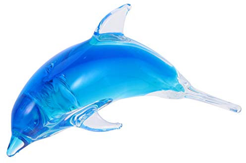 BESPORTBLE Bleu Verre Dauphin Figurines Cristal Dauphin Statue Côtières Soufflé Galss Figurines Mer Ornement Animal Nautique Home Office Décoration