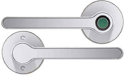 Blusafe Fingerprint Internal Door Lock, Biometric Smart Door Handle, 50 Fingerprints, 2 Backup Keys, HMO/Student Houses, Bedrooms, Home Office Locks (Rose, Satin Chrome)