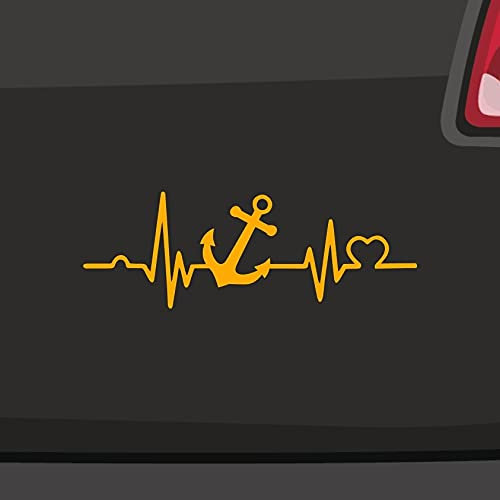 Anker Autoaufkleber Herzschlag Liebe Urlaub Sylt Rügen Usedom Nordsee Ostsee in 6 Größen und 21 Farben