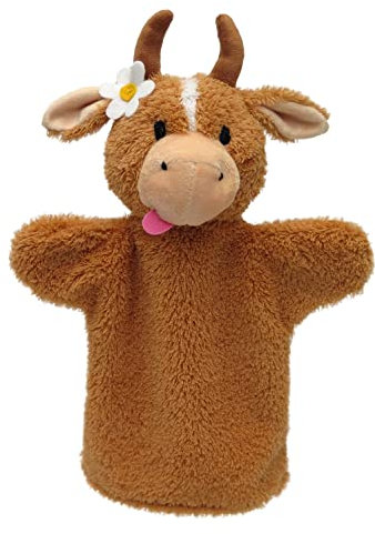 Handpuppe Tierhandpuppen Kuh 28 cm, Ideal für Puppentheatre und Rollenspiele, für Kinder Baby Jungen Mädchen