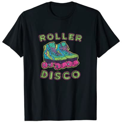 Rollschuhe Disco 70er 80er 90er Jahre Kostüm Party Skating T-Shirt