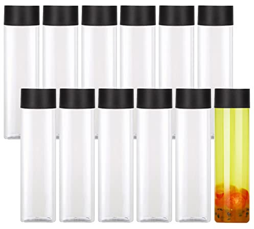 16 Oz Round Plastic Bottles with Caps (12 Pack) Juice Containers With Lids For Smoothie Bottle, Juice Bottles with Lids, Juicing Milk and Other Beverages