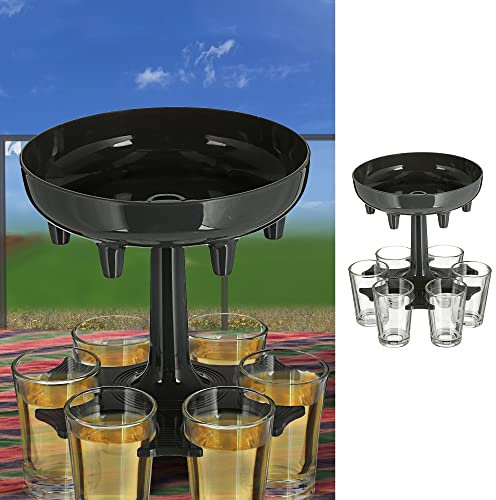Distributeur de 6 verres à liqueur en verre 13,5 x 12,5 cm