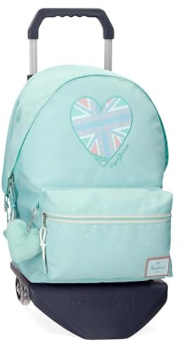 Pepe Jeans Nerea Mochila para Portátil Doble Compartimento con Carro 15,6 Azul 31x44x15 cms Poliéster 23,87L