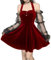 DINGJIUYAN Goth Retro Lace Lantern Long Sleeve Hollow Out Halter Red Dress XL