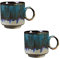 KEEMEN Juego de 2 tazas de café de cerámica, 150 ml, hechas a mano, tazas de café, té con asa, para leche, capuchino y bebidas (azul)