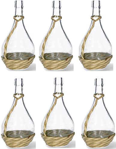 lilawelt24 2L Flasche + EKO Korb GLASBALLON Weinballon GLASFLASCHE Flasche Gallone Leere Glasflasche zum Befüllen