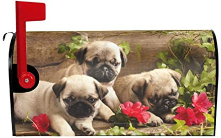 Briefkasten-Abdeckung, Mops-Druck, wasserdicht, für Standardgrößen oder große Briefkästen 64,8 x 53,3 cm