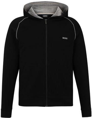 BOSS Herren Mix&Match Jacket H Hoodie aus Stretch-Baumwolle mit Reißverschluss und Logo-Stickerei Schwarz001 L