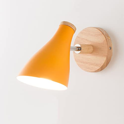 Mengjay Wandlampe E27 Lampentyp Wohnzimmer Schlafzimmer Stecker Wandleuchte Macaron Einstellbar Nachttischlampe(Orange)