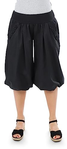 Malito - Pantalón Capri Mujer - pantalón Corto Unisex de algodón - pantalón de Tejido Ligero y cómodo para los días cálidos - pantalón aladino Fino para el Verano 23286P Nero