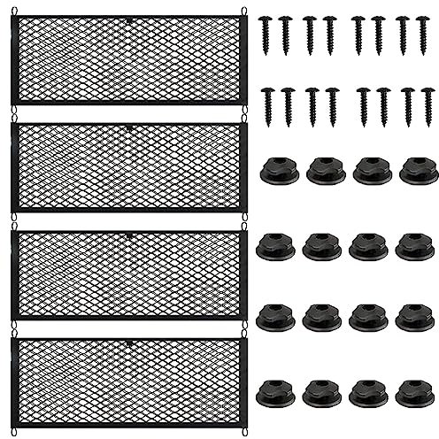Filet de rangement de voiture, filet de rangement en maille élastique, support de poche, filet de rangement universel pour voiture, caravane, camping-car, bateau avec vis - 4 pièces