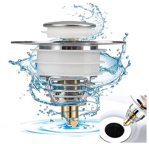 Thgtao Waschbeckenstöpsel, Abflussstopfen, Pop Up Abflussstopfen, Ablaufgarnitur Sieb, Vollmetall Abflussstopfen Waschbecken für Badewanne, Küche, Waschtisch (Ablaufloch Blende 32-41mm)