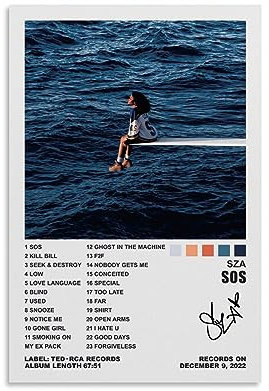 YELLOWV Sza Poster Sos Albumcover Poster für Zimmer, ästhetische Leinwand, Wandkunst, Schlafzimmer-Dekor, 30 x 45 cm