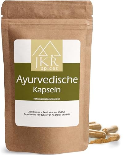 JKR Spices Ayurvedische Kapseln 420 Stück, Gewürzkapseln mit Cumin, Koriander, Kurkuma und Muskatnuss, pflanzliche HPMC-Kapselhülle, für die tägliche Routine