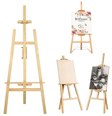 Staffelei Holz Groß 150 cm Hochzeit Leinwand Ständer Höhenverstellbar bis 105 cm, Staffelei Kinder, Bild Ständer Aus Vollholz Tisch, Atelierstaffelei Hochzeit Staffelei Willkommen Schild StaffeleIi