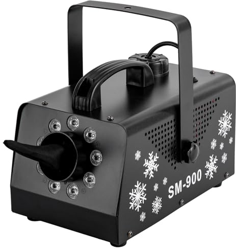 Schneemaschine, 900W Schnee Maschine mit Fernbedienung, LED Projektion Vertikal-Nebelmaschine Geyser, für Weihnachten, Halloween, Partys, Hochzeit und DJ Bühne
