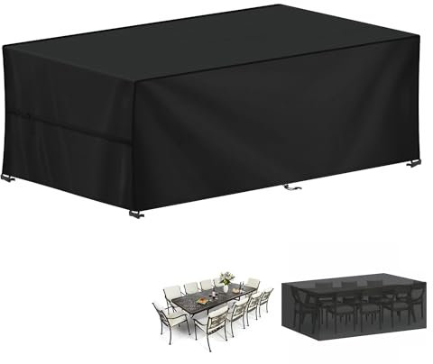 LAMUNI Abdeckhaube Gartenmöbel 260x100x80cm Loungesofa Abdeckung Gartentisch Wasserdicht Abdeckplanen für Gartenmöbel Plane 420D Oxford Gewebe Schutzhülle für Gartenmöbel, Loungemöbel, Rattanmöbel