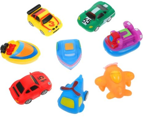 DRESSOOS 8stücke Teiliges Fahrzeug Badewannenspielzeug Für Kleinkinder Spritzendes Badespielzeug Mit Geräusch Schwimmende Figuren Für Junge Mädchen Für Badewanne Planschen