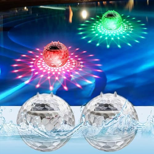 Anyingkai 2 Piezas de Iluminación de Piscina Flotante,luz solar flotante piscina,Impermeable Luces Solares Piscina,Luces LED Flotantes Solares,LED Floating Light Impermeabile per Giardino, Piscina