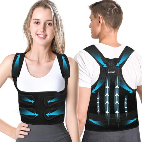 NATNAV Rückenstützgürtel Rücken Geradehalter Haltungskorrektur Rücken Herren und Damen - Verstellbare Back Posture Corrector -Atmungsaktive Rückengurt Geradehalter - Haltungskorrektur Schwarz (L)