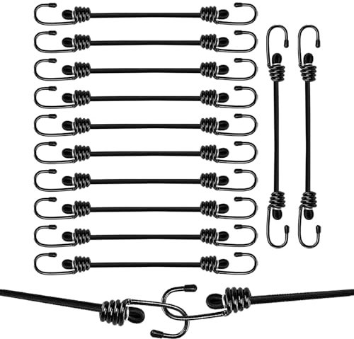 12er-Set Spanngummi mit Haken, Gepäckspanner-Set 35cm Expander Widerstandsfähig Spanngummi Vielseitiger Gummibänder Verschiedene Universalgrößen Gepäckspanner mit Haken