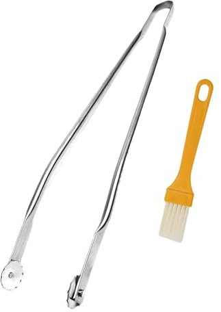 1 Pièces Pince À Barbecue Sur Roulettes, Pince De Cuisine En Acier Inoxydable Pour Retourner Hot Dog, Barbecue Et Plancha - Qualité Professionnelle, Livrée Avec Une Brosse De Nettoyage Pour Barbecue
