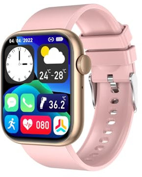 EKO ! Montre Connectée Appel Bluetooth, Smartwatch, Montre Sport, Podomètre, écran 1,85 HD, Moniteur Sommeil Cardiofréquencemètre Tension Artérielle SpO2 (Rose)