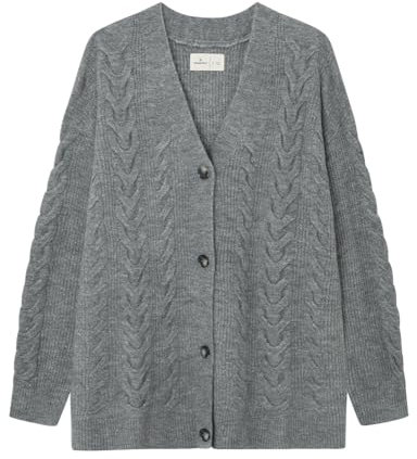 Springfield Cardigan de Punto con Botones Cable Knit, Gris Oscuro, S para Mujer