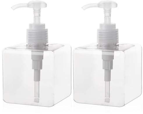 Pump Bottle, Refillable Plastic Empty Lotion Soap Dispenser Liquid Container for Bathroom Shampoo and Body Wash, 8.5oz/250ml Clear 2 Pack