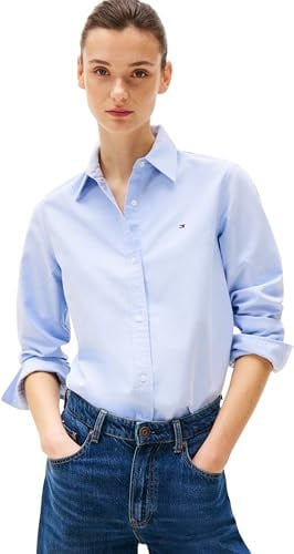 Tommy Hilfiger Damen Hemd Oxford Relaxed Fit, Blau (Mid Blue), 44