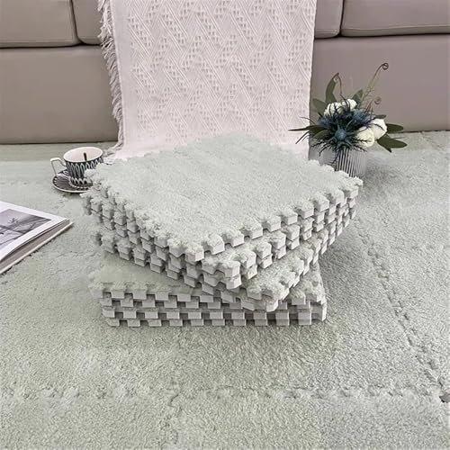 16-teilige Teppichfliesen, Teppichfliesen for Abziehen und Aufkleben, Plüsch-Puzzle-Schaumstoff-Bodenmatte, ineinandergreifender flauschiger Plüschteppich, Kletterbereich, Teppichquadrate, Puzzle-Bode