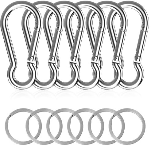 6 Stück Karabinerhaken Edelstahl, Karabiner mit Schnappverschluss 50mm x 5mm belastbar Karabinerhaken ;Belastbarkeit von 110 KG für Rucksack, Hundeleine, Camping, Reisen, Hängematten, Wandern