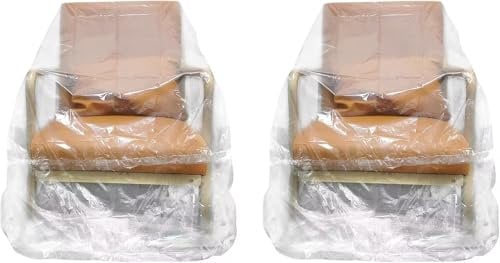 Lot de 2 housses de canapé en plastique épais, imperméables et transparentes pour canapé sectionnel en forme de L (370,8 cm/3,7 m)