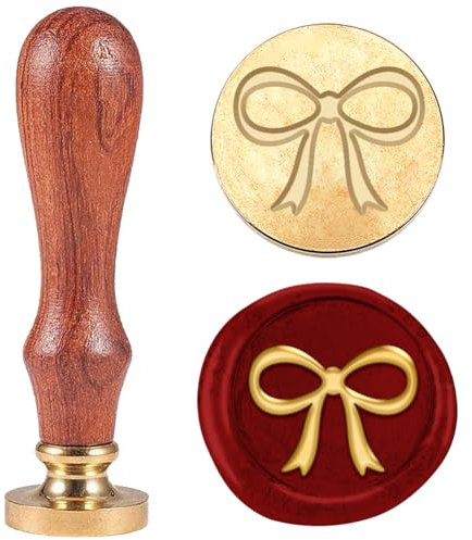 DELORIGIN Siegelstempel Aus Wachs Mit 3D Schleife 25mm Vintage Siegelstempel Abnehmbarer Siegelstempel Mit Messingkopf Für Umschläge Grußkarten Briefe Hochzeitseinladungen Geschenkverpackungen Dekor