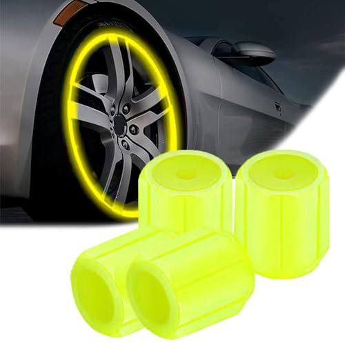 FelEa Auto Leuchtende Ventilkappen Auto Ventilkappen Autoventil Auto Ventilkappen Autoventil Kappe Reifenventilkappen Ventildeckel Autoreifen für Toyota Optimo Zubehör,F-Yellow