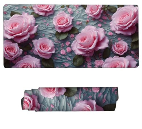 Tappetino Mouse XXL, Tappetino per Mouse Rosa Tappetino Scrivania, Impermeabile Mouse Pad Rosa Tappetino Mouse Gaming, Mousepad con Base in Gomma Antiscivolo, per Computer, PC, Laptop, Regalo JH-16