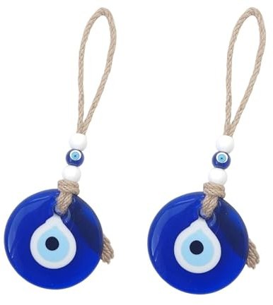 Zwenjuan Ojo Turco,2 Piezas Amuleto Buene Suerte,Adorno de Pared,Turco Azul Evil Eye,Adorno de Puerta,Regalo de Bendición,Ornamento Amuleto,Good Luck Ornament,para Coche Hogar y Oficina