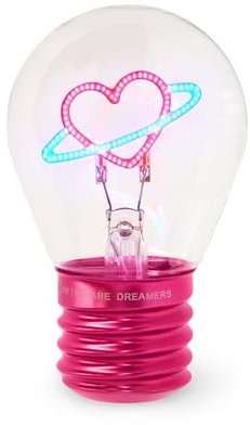 Legami - Lampada da Tavolo a forma di Lampadina, Ricaricabile con Cavo USB, Senza Fili, Bulb Fiction, Tema Planet Heart, 6.8 x 10.3 cm