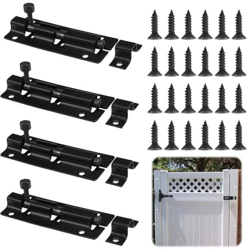 4 Pièces Targette de Porte, Verrou Targette avec Vis, Acier Inoxydable Loquet Porte, Antirouille Petit Verrou, Targette de Porte Exterieur, Targette pour Pièces Intérieures, Fenêtres, Garages