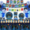 LWYGEGJO 169 Pcs Video Game Birthday Decorations Party Supplies, Blue, Includes Plates, Cups, Napkins, Balloons, Banners, Tablecloths, Cupcake Toppers for Game on Birthday Party, Serves 20 Guests